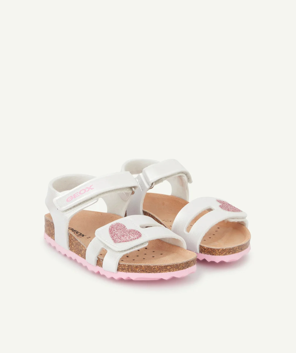 GEOXSANDALES CHALKI FILLE COULEUR ARGENTÉE AVEC DÉTAILS ROSES
