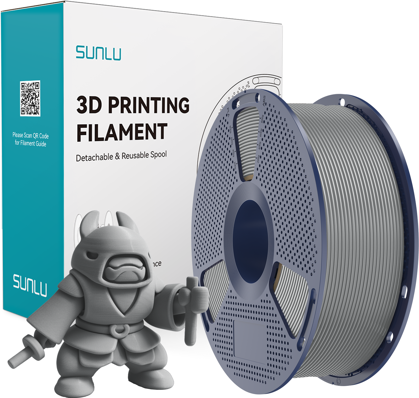 SUNLU  PLA Meta Grey, 1,75 mm / 1000 g    Modifiziertes PLA Material für den High Speed Druck