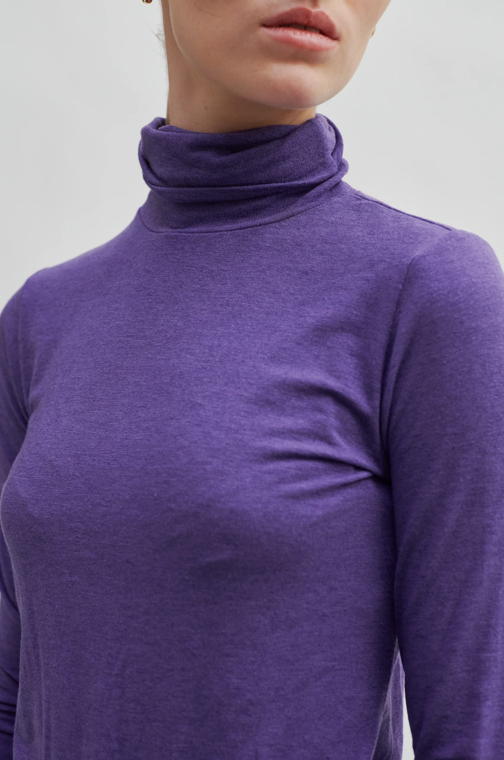 Second Female  Matima T-Neck langærmet t-shirt - Grey Melange