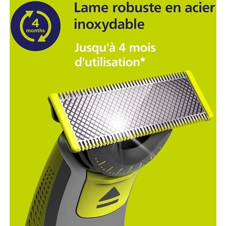 Accessoire rasage Philips Pack de 4 lames de remplacement tondeuse OneBlade QP240/50 Chrome foncé