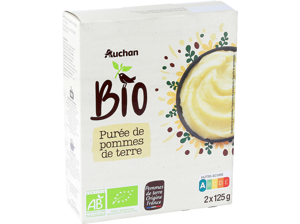 PURÉ BATATA AUCHAN BIO EM FLOCOS 2X125G