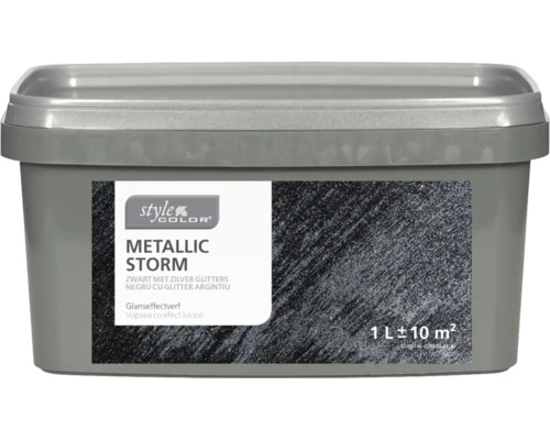 StyleColor METALLIC STORM Glanseffectverf Zwart met Zilveren Glitter 1 l