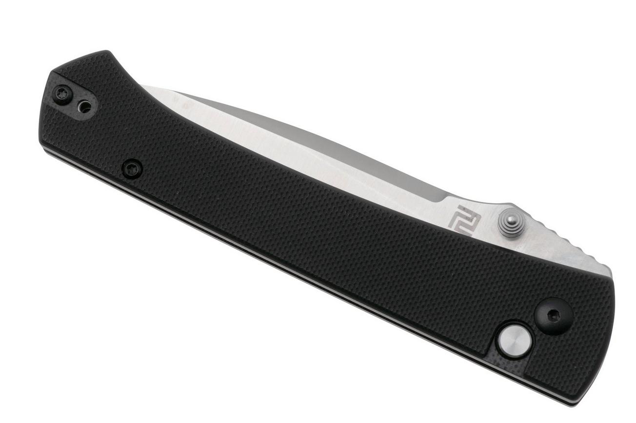 Artisan Cutlery Andromeda 1856P-BK, Stonewashed AR-RPM9, Black G10 zakmes, Ray Laconico design