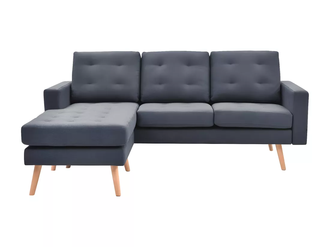 KULMA - Canapé d'Angle Réversible Gris Foncé Capitonné