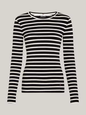 Camiseta listrada de manga comprida com corte slim