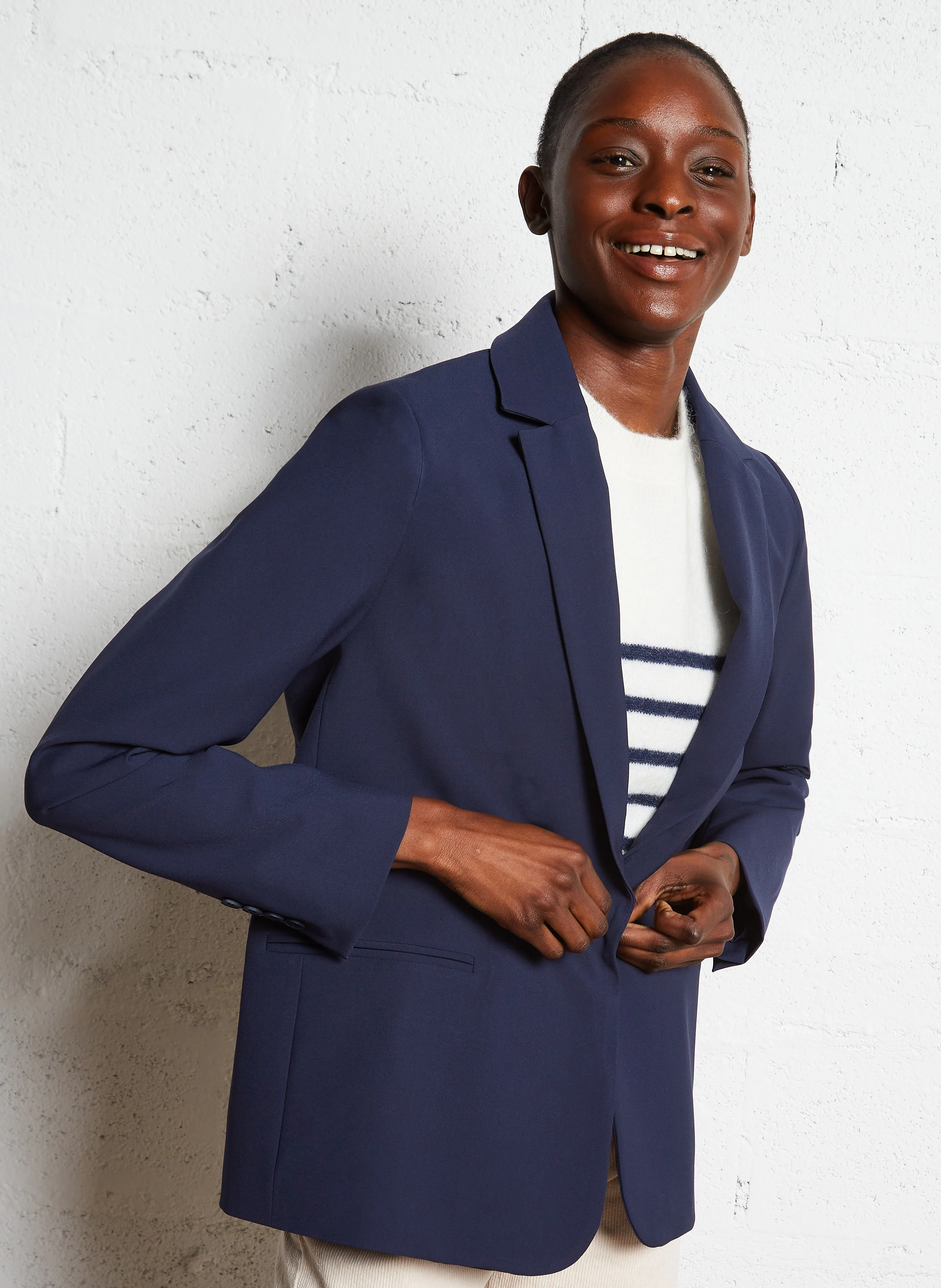 VEDELINE - Veste de tailleur droite | Bleu