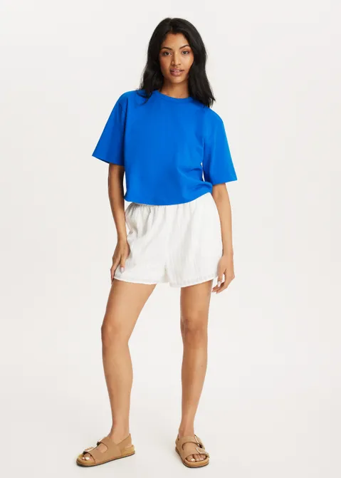 T-shirt met crochet detail blauw (BLW.K)