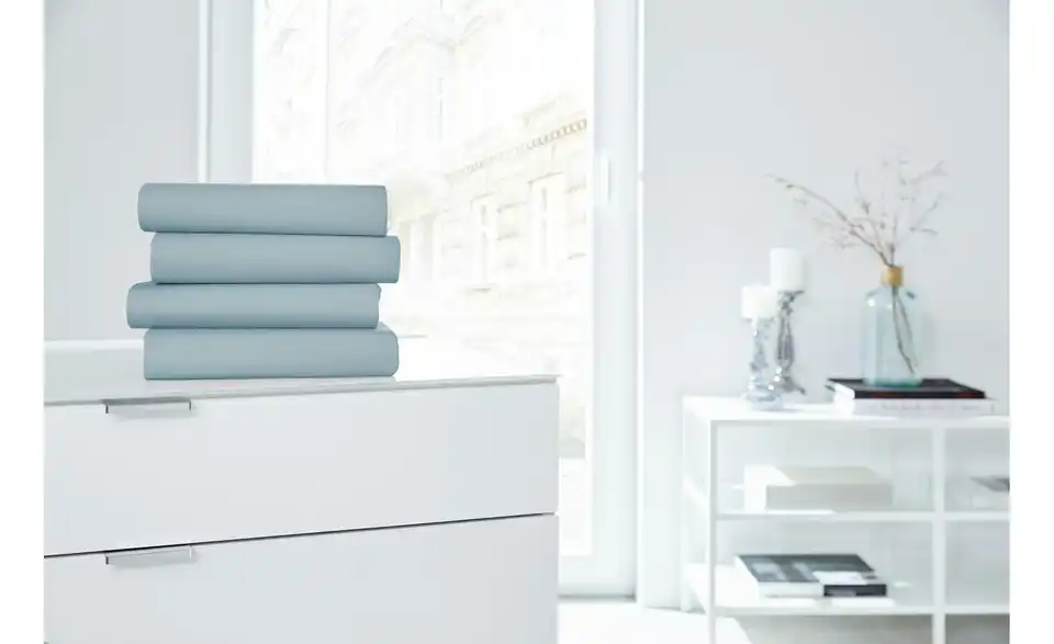 Jersey-Elastan Boxspringlaken Aquablau 150 cm