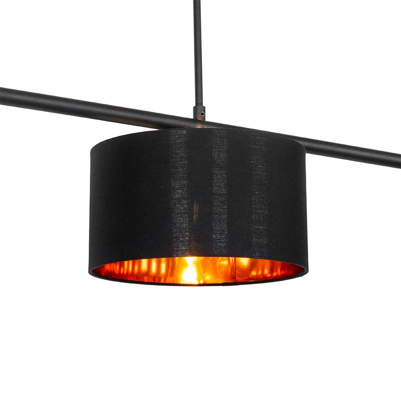 Moderne hanglamp zwart met goud 125 cm 3-lichts - VT 3