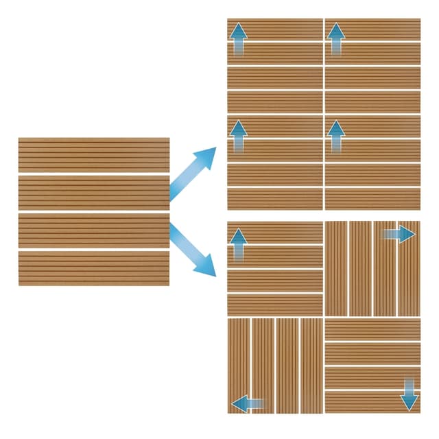 ECD Germany WPC terrassefliser 30x30 cm 11er besparelsessæt til 1m² teak i træ
