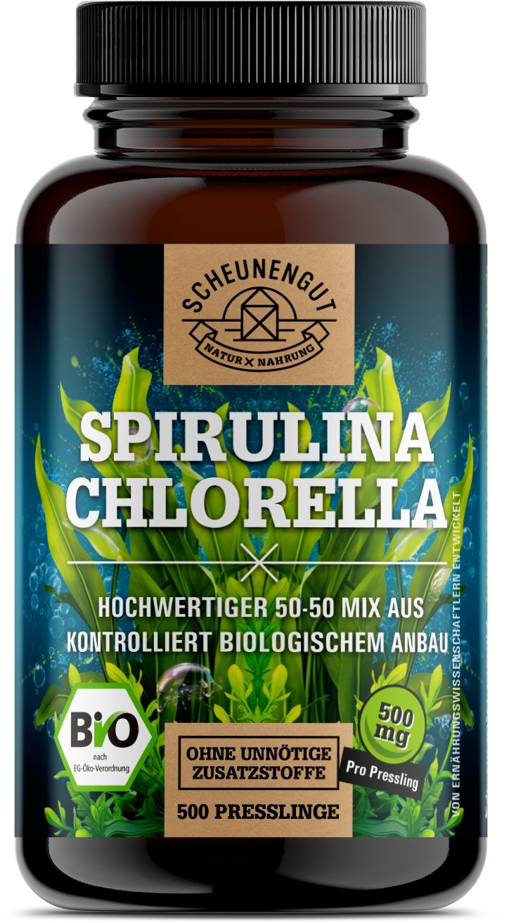 Scheunengut® Bio Spirulina Chlorella Presslinge | Hoch bioverfügbarer 50:50 Mix