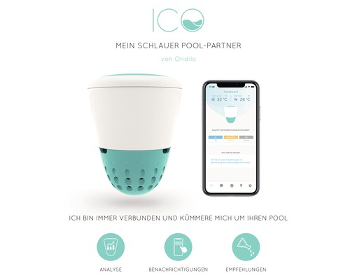 Ondilo ICO Smart Pool Partner zwembadsensor met pH-meter, zwembadthermometer en zwembad-app - compatibel met SMART HOME van hornbach