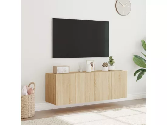 Meubles TV muraux lumières LED 2 pcs chêne sonoma 60x35x41 cm
