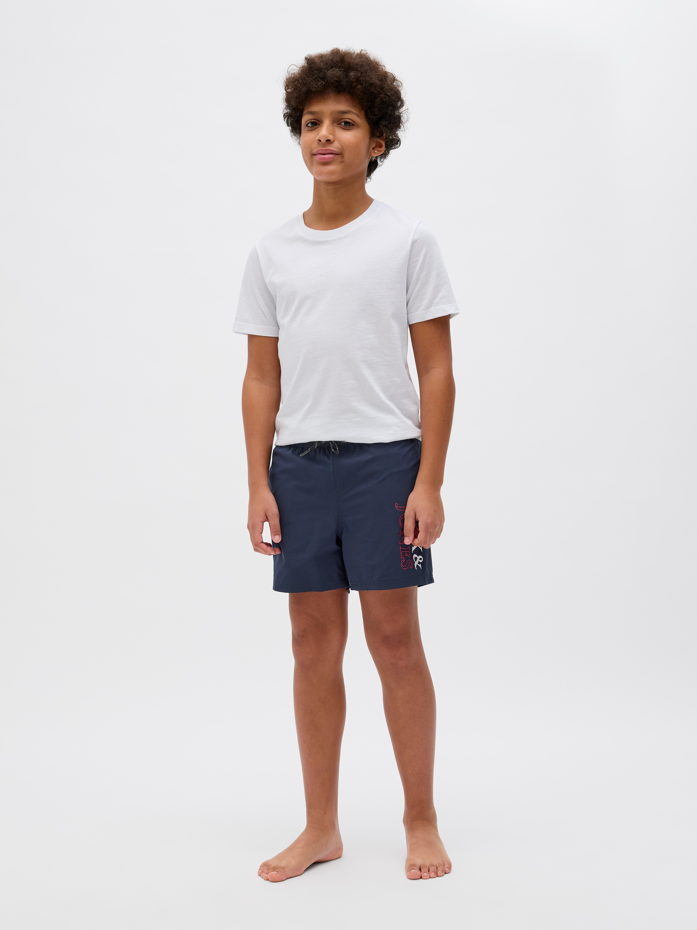 Jack & Jones Junior Badeshorts »JPSTMAUI mit Logoprint und praktischen Taschen«, bedruckt, modisch, regular fit, Web