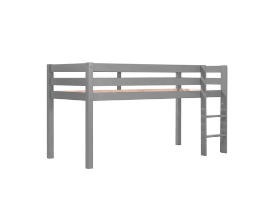 TERRE DE NUIT - Lit mezzanine en bois massif gris 90 x 200