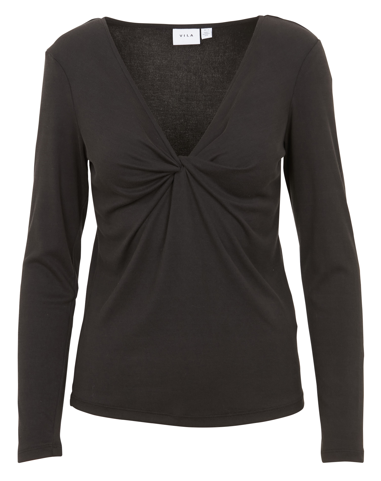 LULLU - Tee-shirt manches longues à col noué | Noir