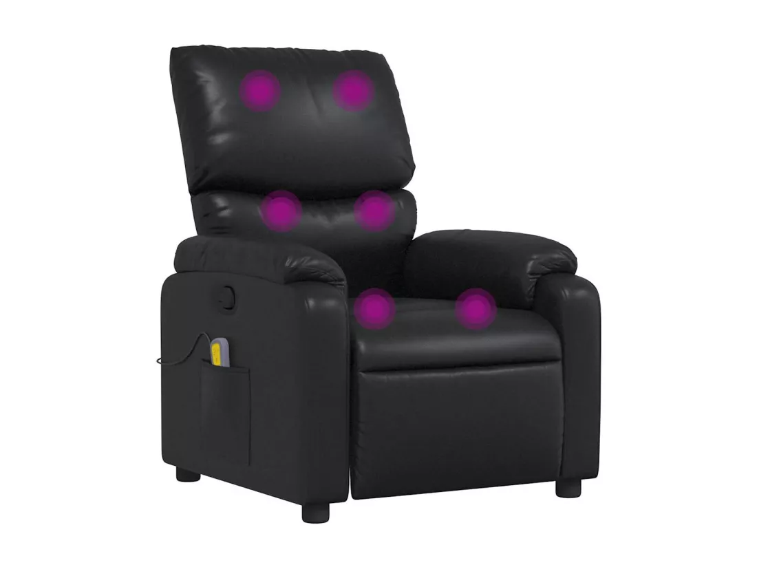 Fauteuil de massage inclinable Noir Similicuir