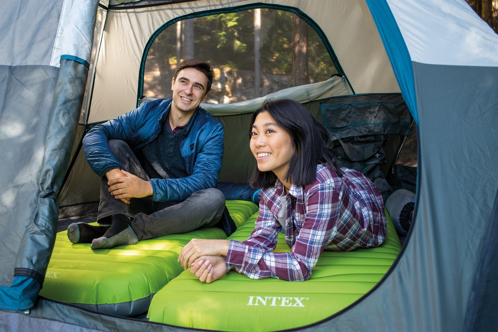Intex Truaire Dura-Beam Camping Matratze mit USB150 Pumpe