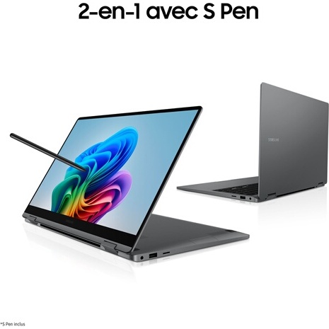 PC portable Samsung Galaxy Book5 360 écran tactile 15,6'' FHD Copilot+PC Intel Core Ultra 7 16 Go RAM 512 Go SSD Anthracite