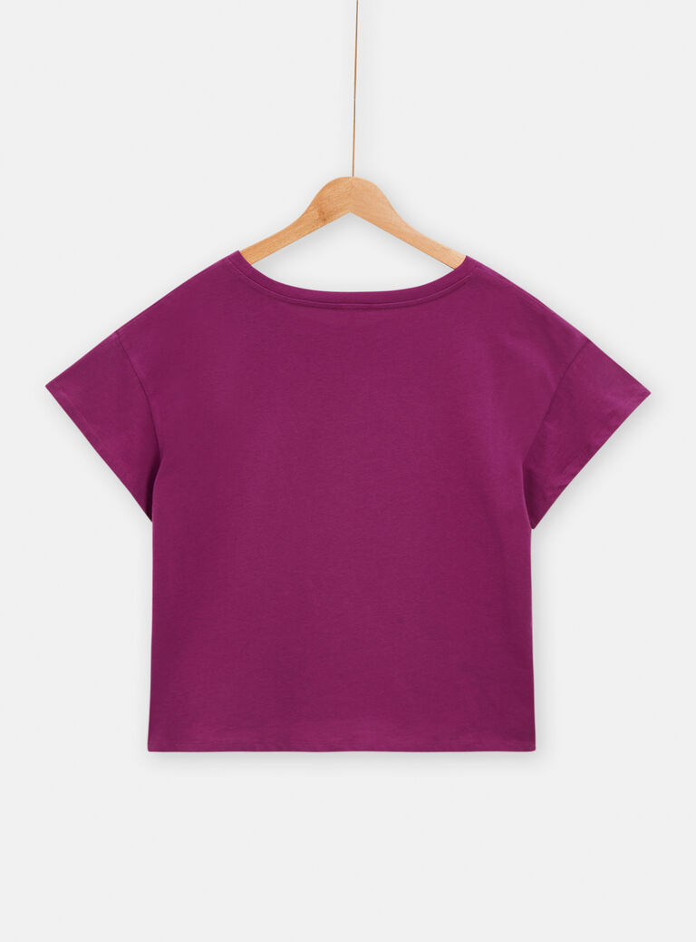 T-shirt oversize violet avec message pour femme