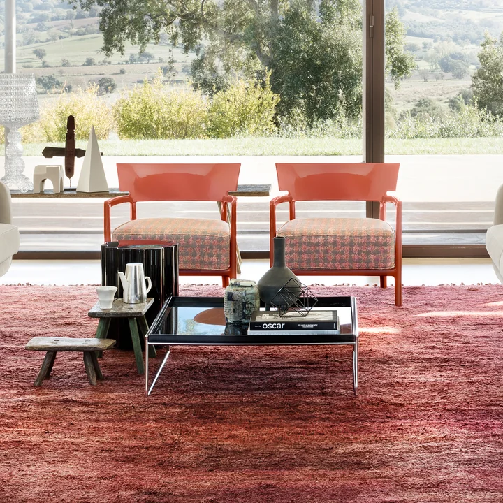 Kartell - Cara Sessel, Gestell elfenbein / Bezug beige