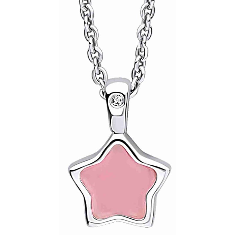 Collier étoile couleur rose et diamant sur argent 925