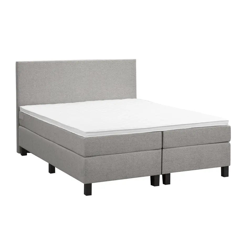 Boxspring Liv egaal - lichtgrijs - 180x200 cm - vierkante poot
