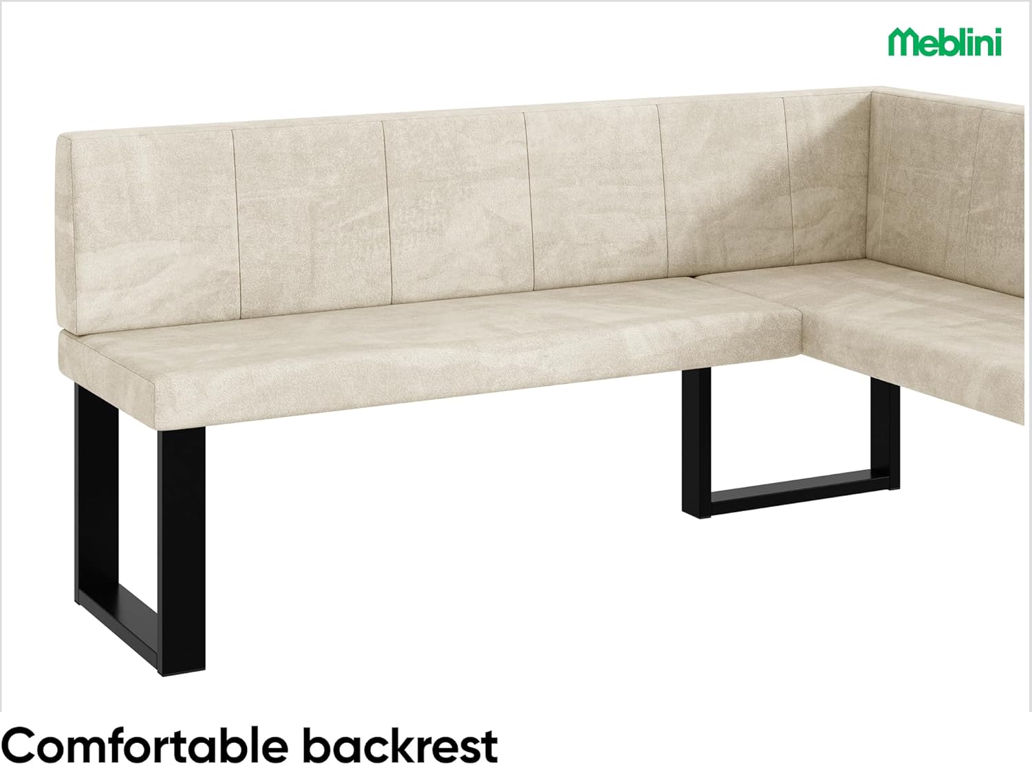 MEBLINI Eckbank für Esszimmer - Küchenbank - Essecke - Sitzecke Küche - Peter - U-Beine 128x168x87cm Rechts - Creme Samt