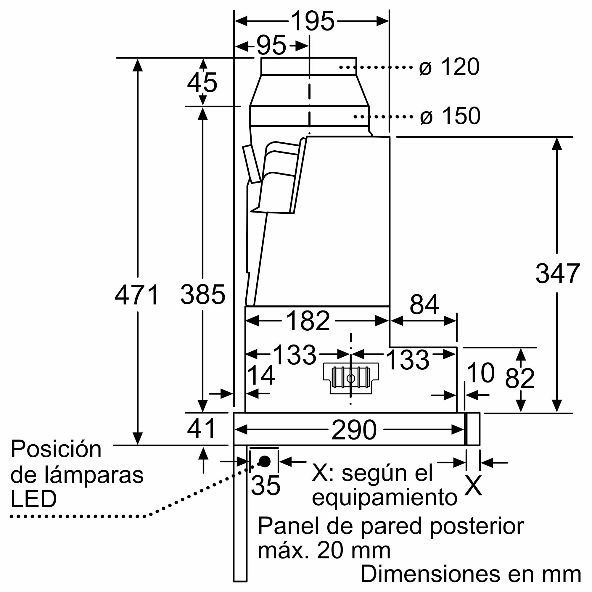 Capuz telescópico Série 4 60 cm Prata DFS067A51