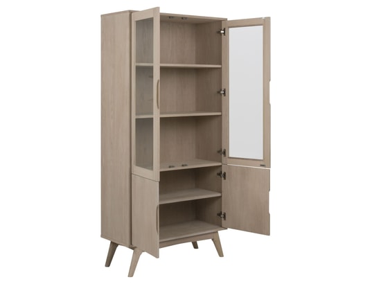 TOILINUX - Vitrine martie en mdf et verre 4 portes et 4 étagères - beig...