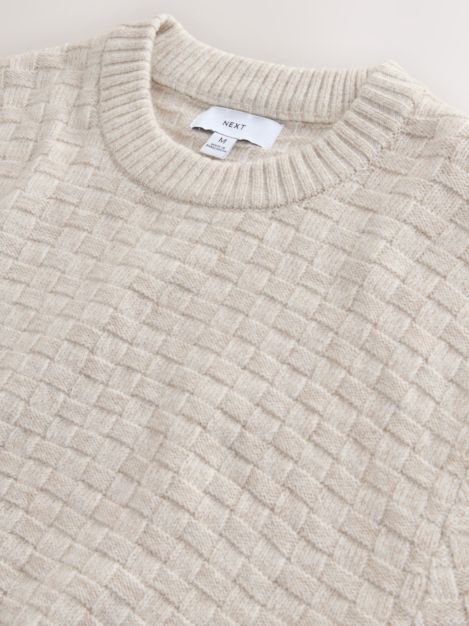 Neutraal - Regular Fit Textured Crew Neck Knitted Jumper
