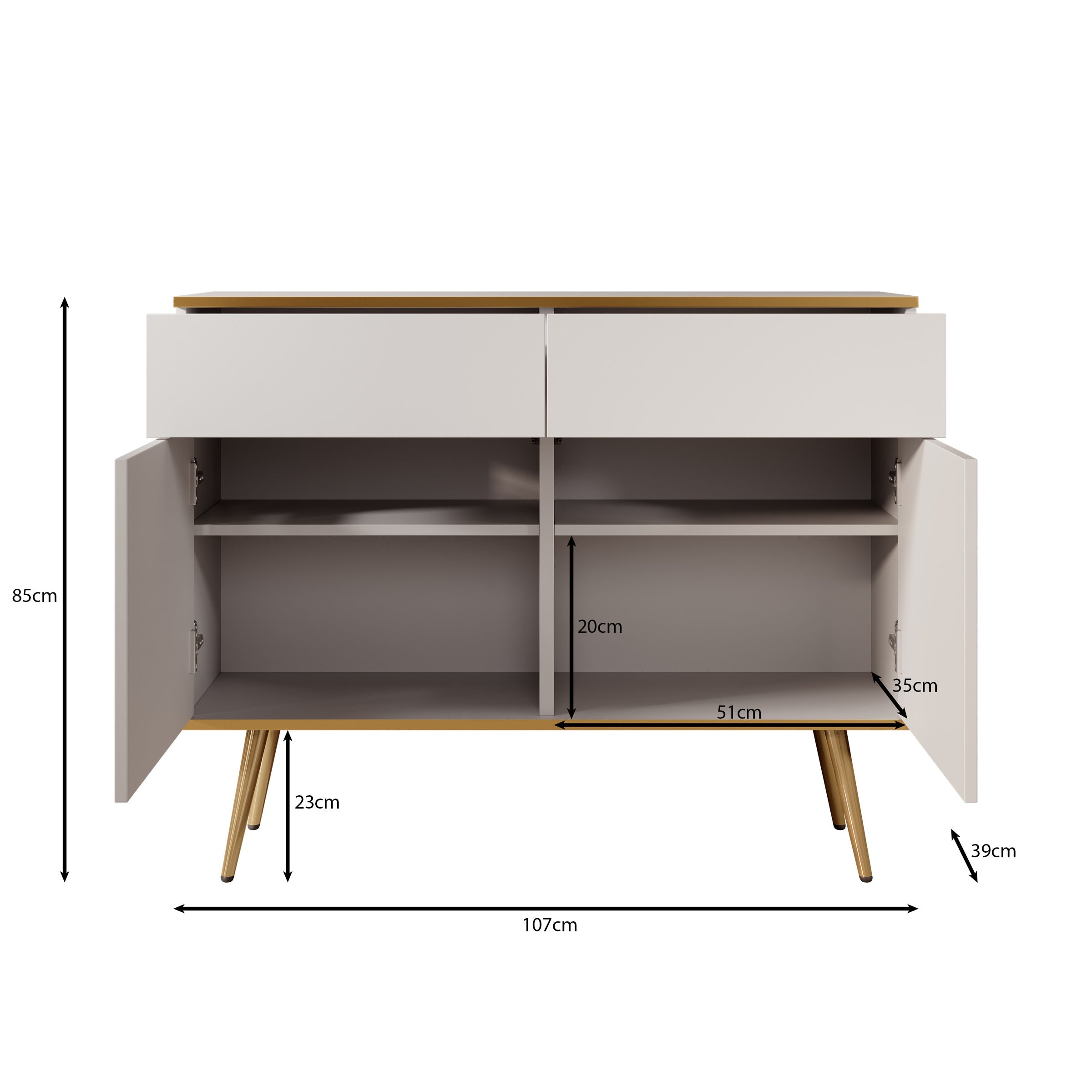 Meubella - Dressoir Orleans - Beige - 107 cm