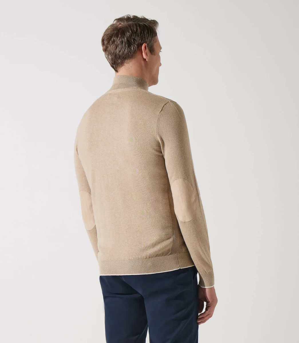 Pull col zippé camionneur beige foncé