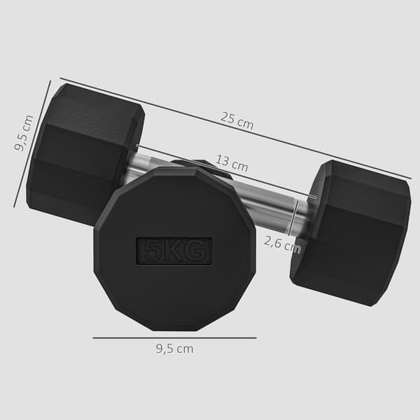 Dumbbell sett 10 kg, metall manual sett, sett med 2 sklisikre manualer, for styrketrening og kondisjon, svart