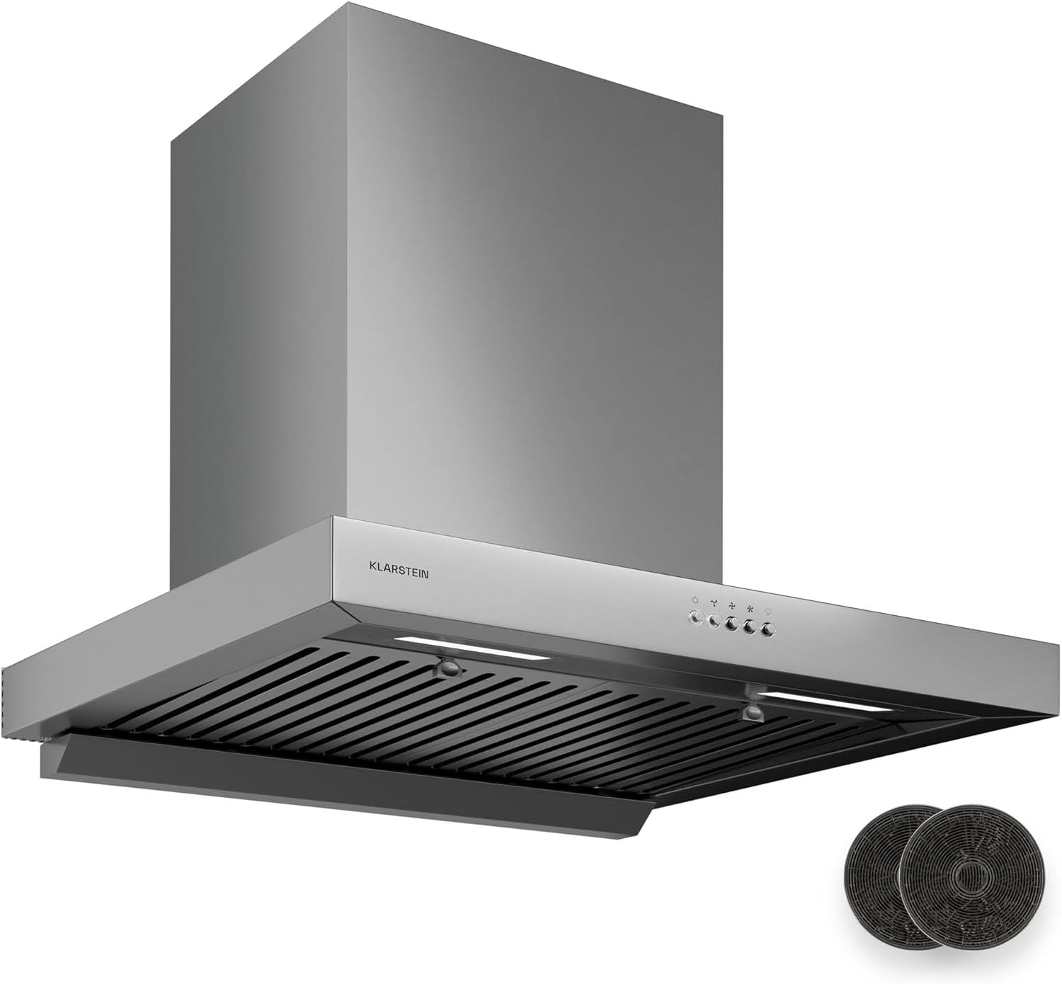 Klarstein AeroClean Dunstabzugshaube - 60 cm Wandhaube, Boost-Modus 721 m³/h, A++ Energieeffizienz, LED-Beleuchtung 3800-4200 K, Edelstahl, Abluft & Umluft, Drucktasten, 52-68 dB