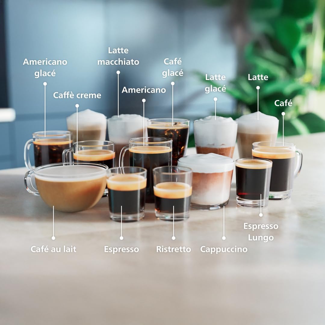 Philips Expresso broyeur Série 5500 – 20 Boissons Chaudes et Glacées, Carafe LatteGo facile à nettoyer, SilentBrew, QuickStart, Machine à café à grain Noir/Argent (EP5544/50)