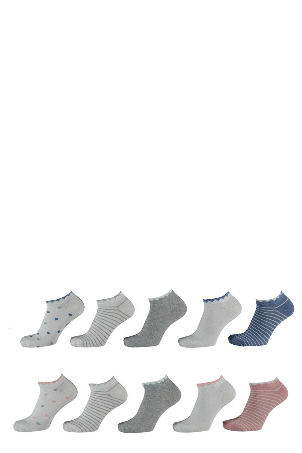 Apollo sneakersokken met all-over print - set van 10 ecru