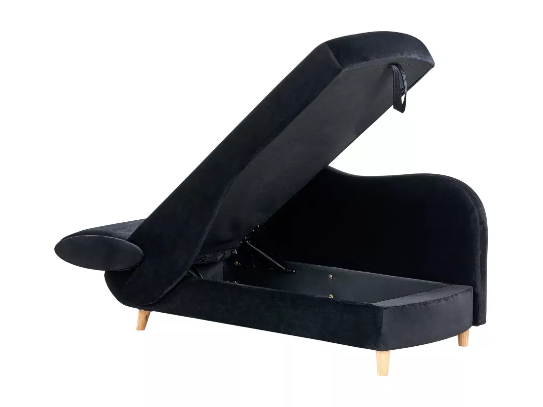 Chaise longue côté droite en velours noir MERI II