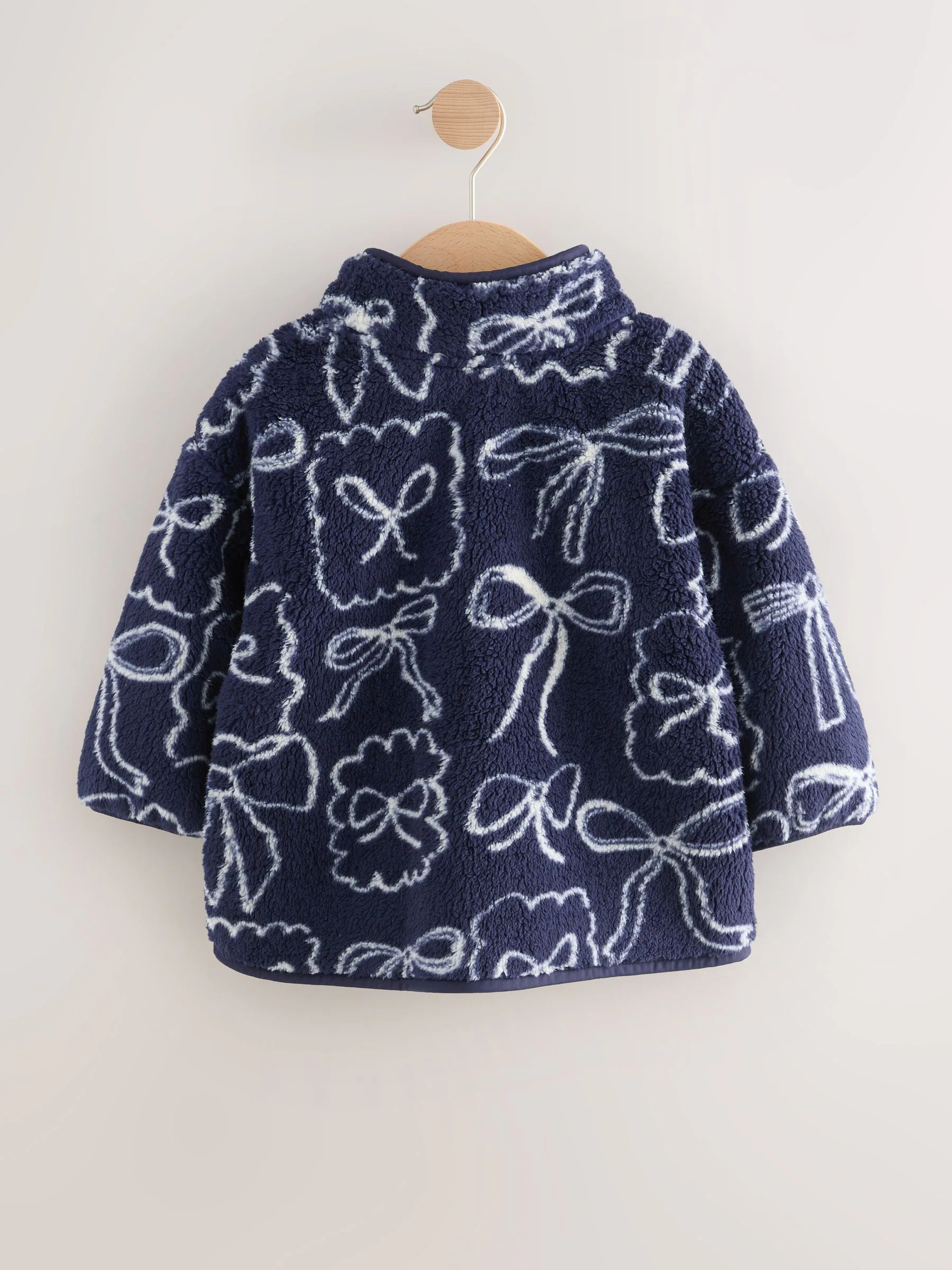 Marineblauw met strikjes - Half Popper Fleece (3mnd -7jr)