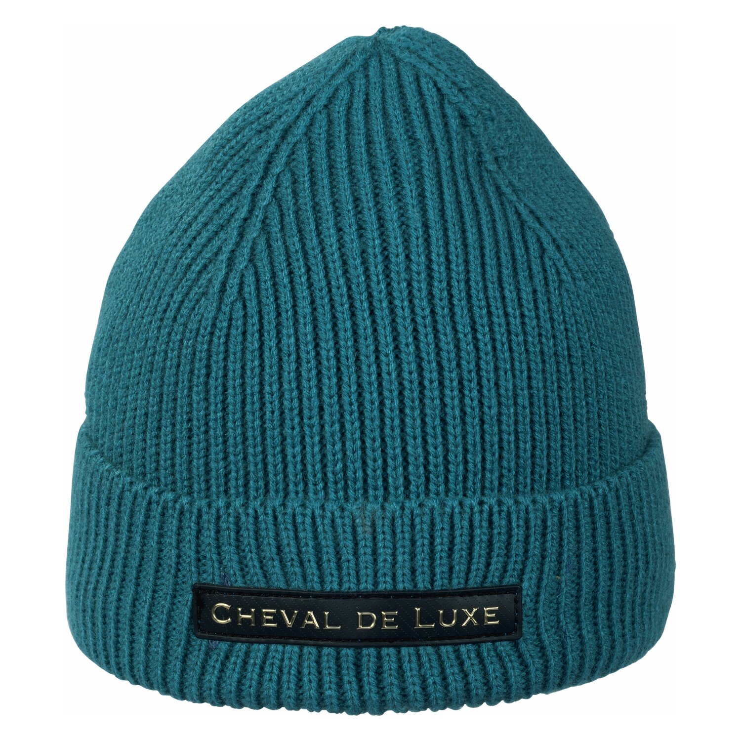 Cheval de Luxe Strickmütze mit Logopatch  - petrol - Einheitsgröße
