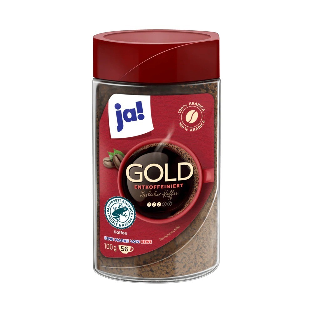 ja! Gold löslicher Kaffee Entkoffeiniert 100g MHD:30.11.26