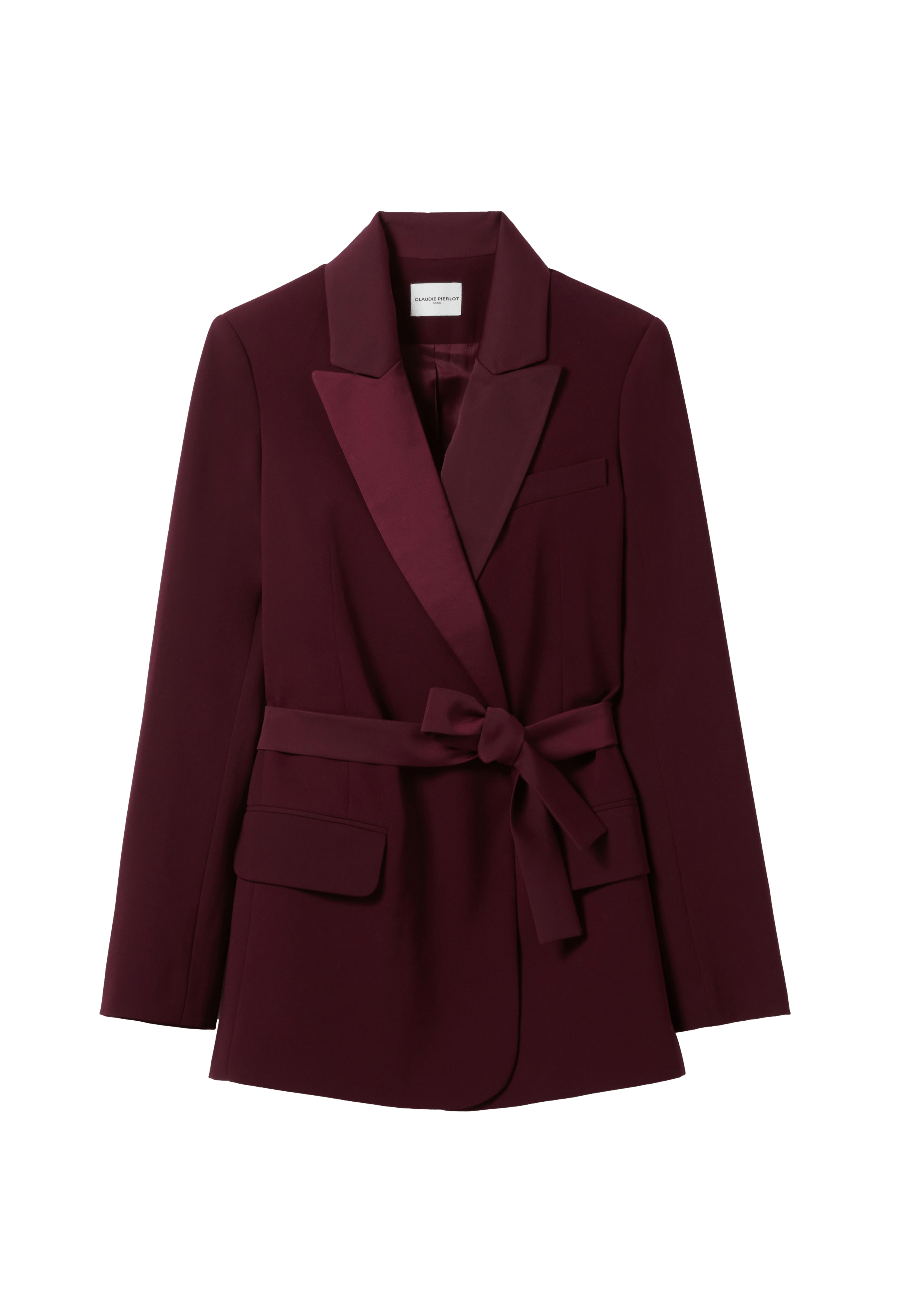 Veste de tailleur droite ceinturée | Rouge