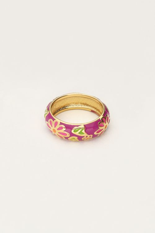 Sunrocks paarse ring met bloemen
