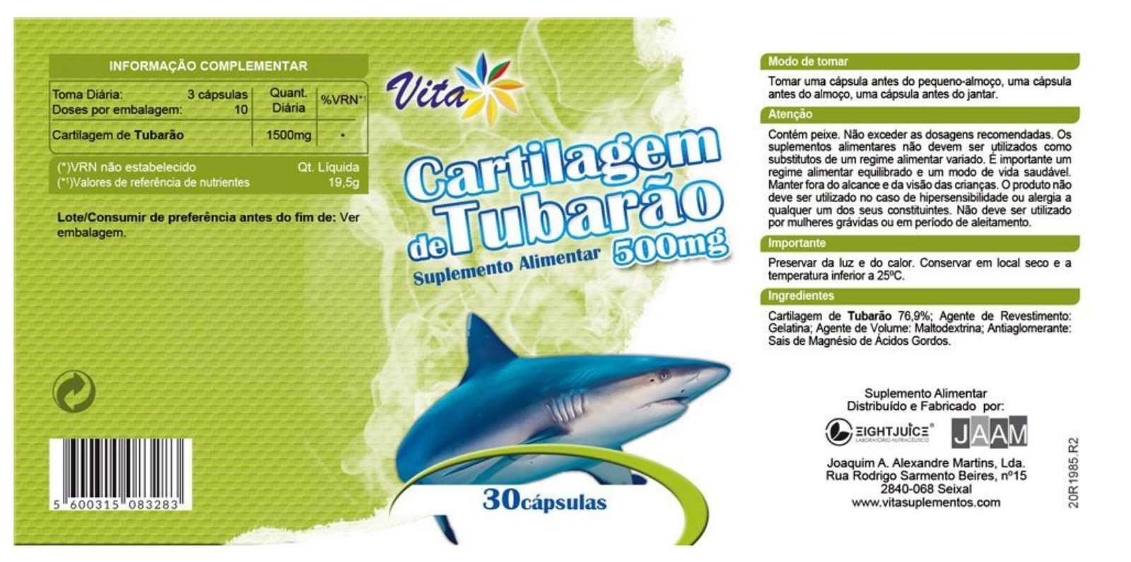 Vita Shark Cartilage 500 mg 30 cápsulas