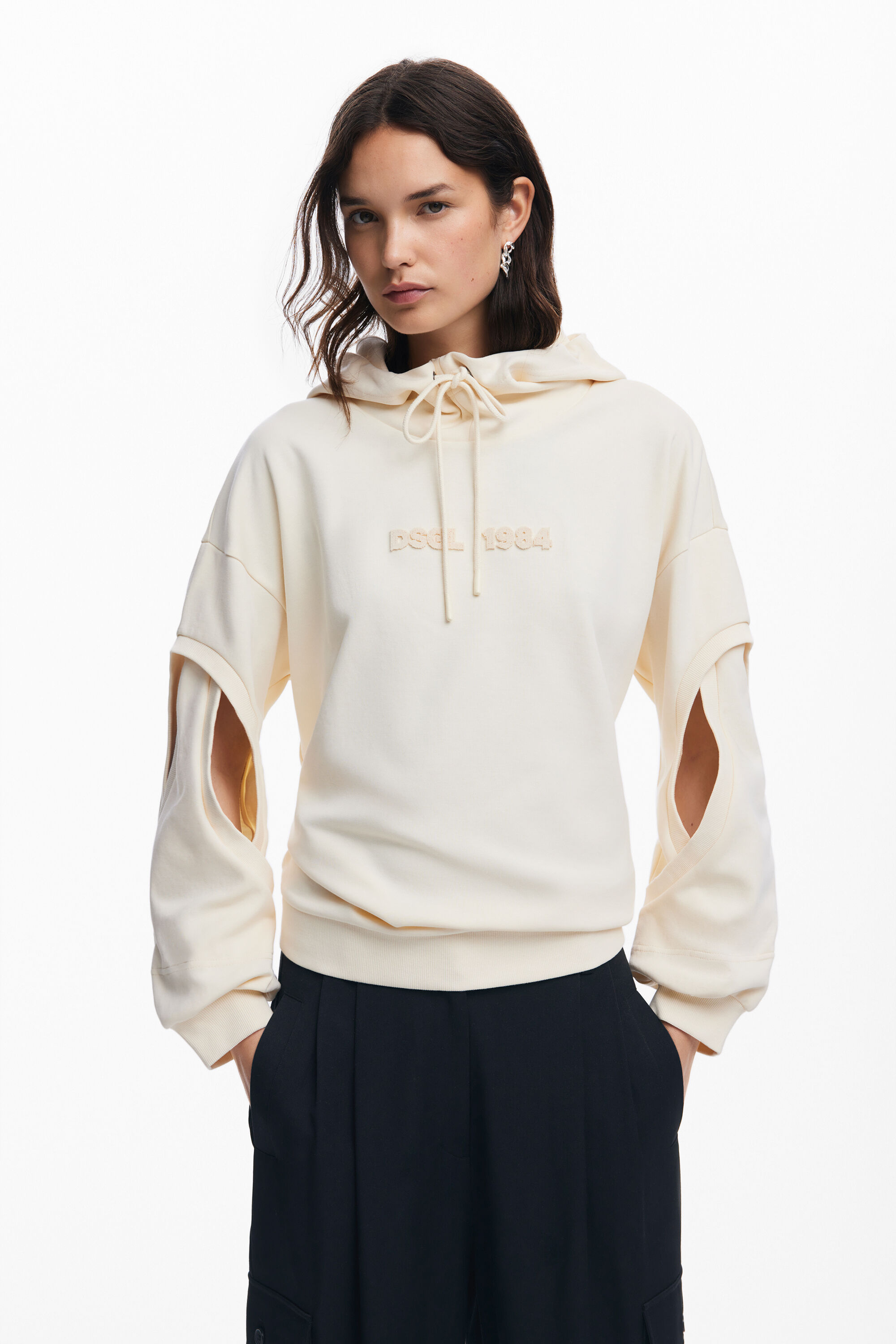 Sudadera oversize abertura mangas