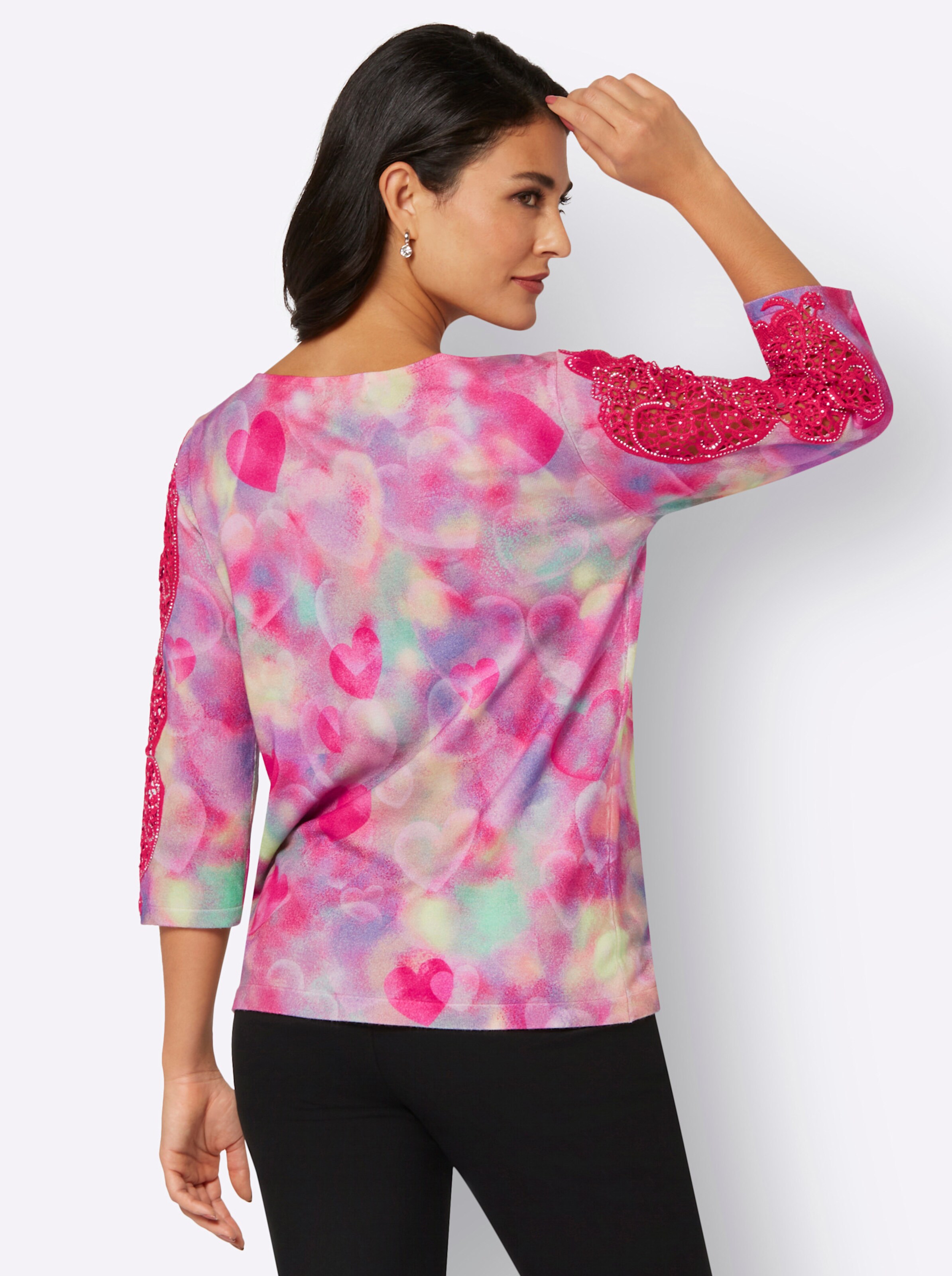 Pullover in rosé-pink-bedruckt