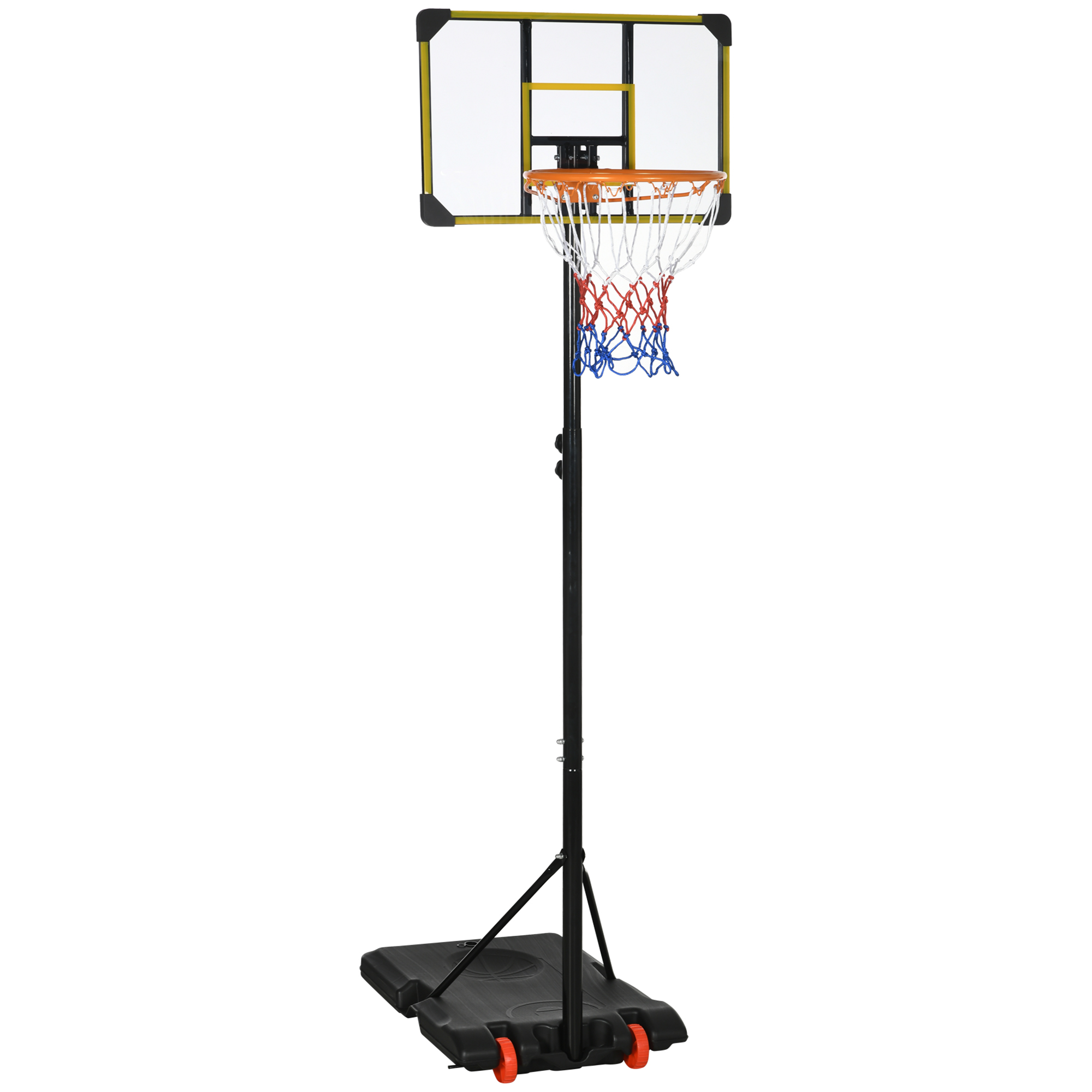 Cesta de basquete amarela ajustável SPORTNOW para uso interno e externo.