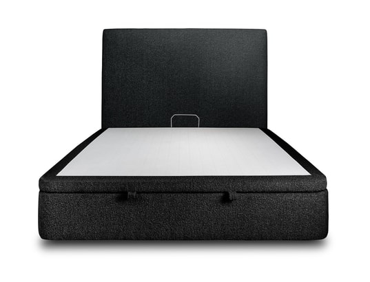 SOMMEIL DE PLOMB - Lit coffre 180x200cm tapissier bouclette noir