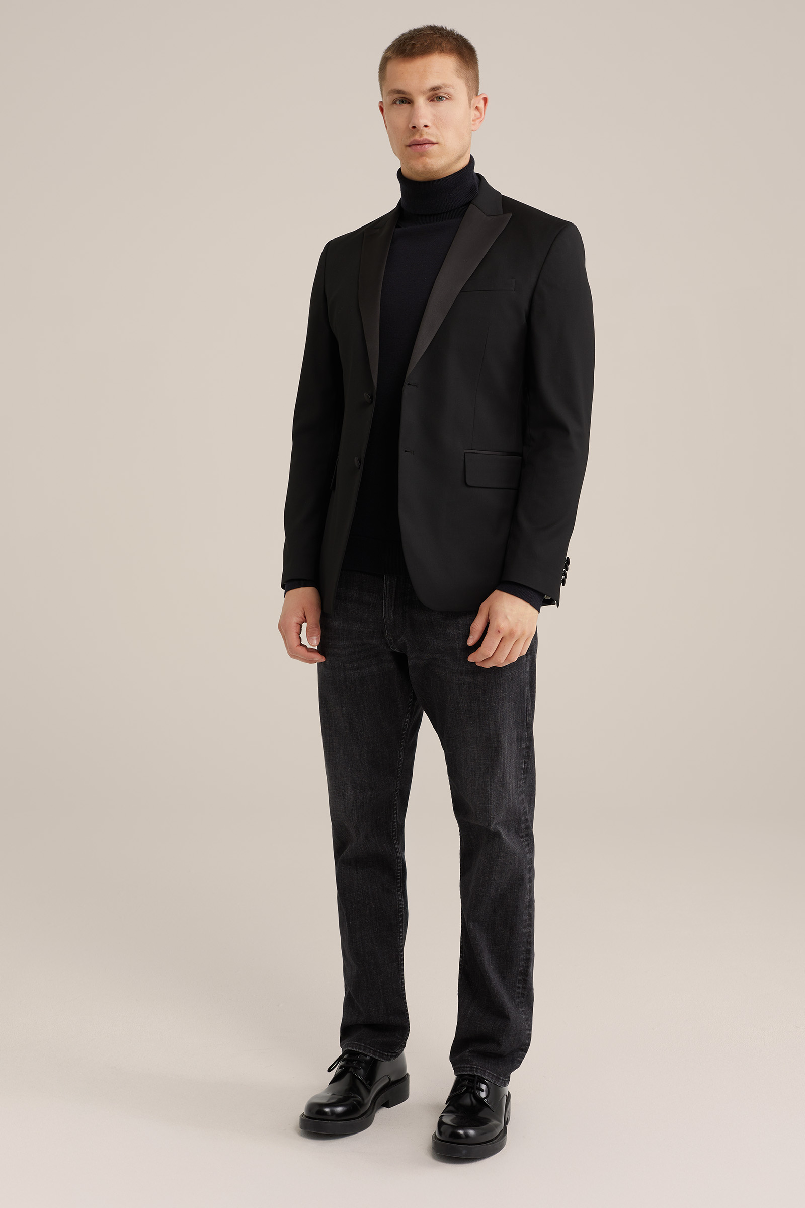slim fit tuxedo blazer WE Fashion Zwart