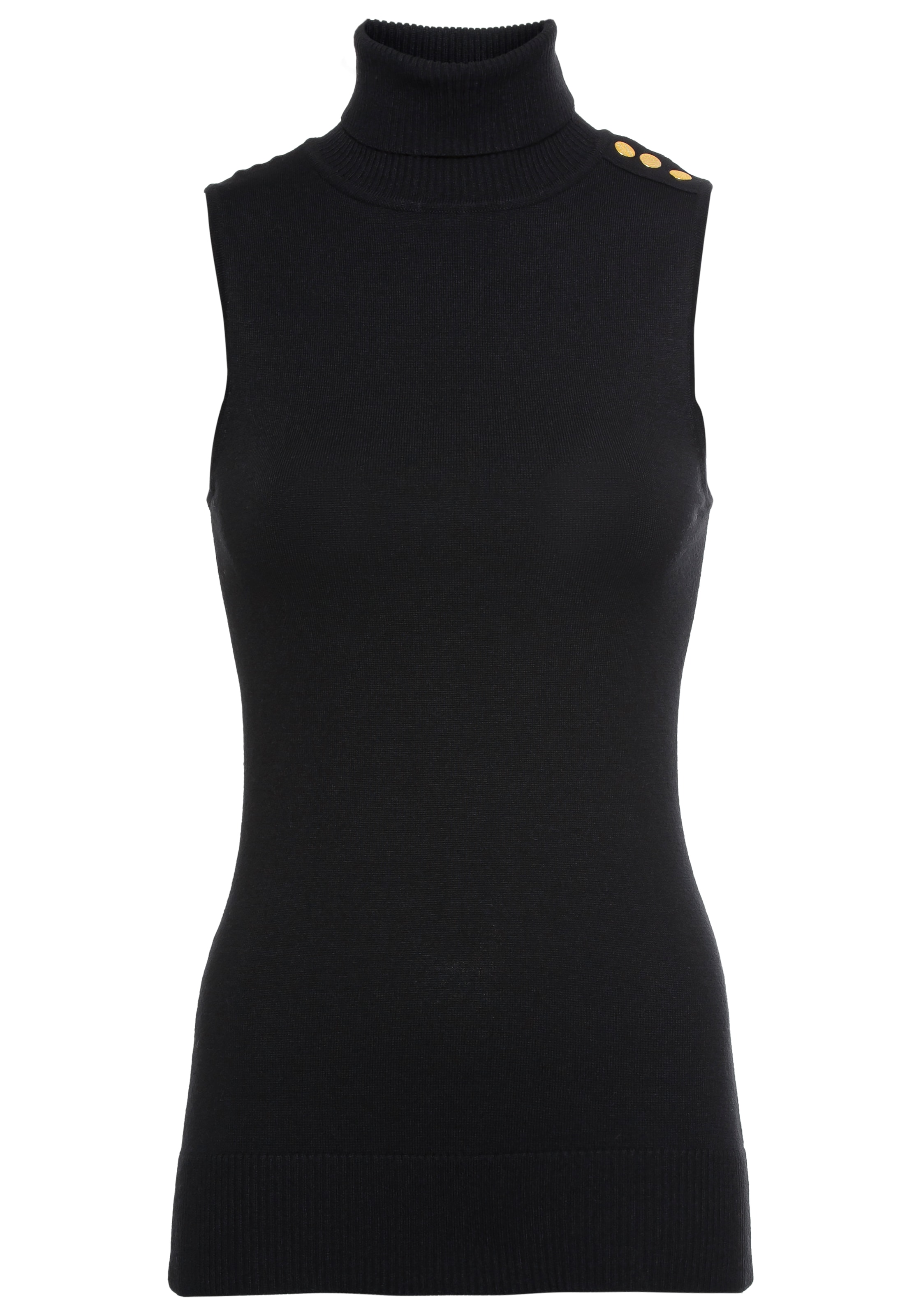 Melrose Stricktop , mit Rollkragen und Zierknöpfen